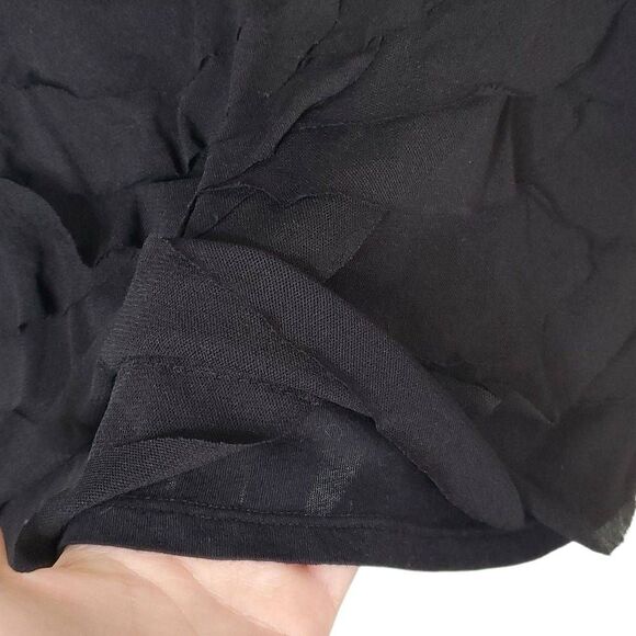 Express Black Tier Mesh Mini Skirt Bandage Waist Scalloped Size Small - Picture 10 of 10